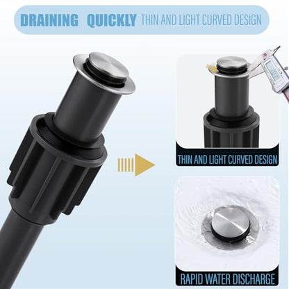 ALEASHA Pop Up Sink Drain Without Overflow, Bathroom Sink Drain Vessel Sink Stopper Pop Up Sink Drain Stopper, Pop Up Drain for Bathroom Sink Drain Strainer for Hair Catcher,Brushed Nickel - color: Brushed Nickel, style: Without Overflow