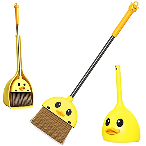 Mini Broom and Dustpan Set for Kids - Cute Yellow Duck for Girls & Boys - Toddler Broom Set for Household Cleaning and Pretend Play - Perfect for Toddlers & Preschooler …