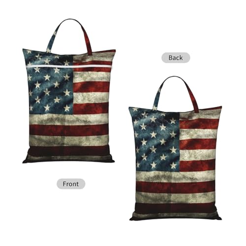 American Flag Vintage Travel Laundry Bags Cloth Diaper Wet Bags Handle Washable Dirty Clothes Bags Wet Dry Bag Suitcase Gym Swimming Pool College Dorm Wet Bag - color: 1 PC33, size: One Size