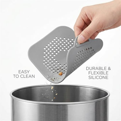 5.7 Inch Large Shower Drain Hair Catcher (2-Pack) - Silicone Square Flat Drain Cover, Fits 5" and 6" Standard Shower Drains, Extra Large Hair Catcher for Bathroom Bathtub & Kitchen Sink - Gray - color: Grey(2pcs)