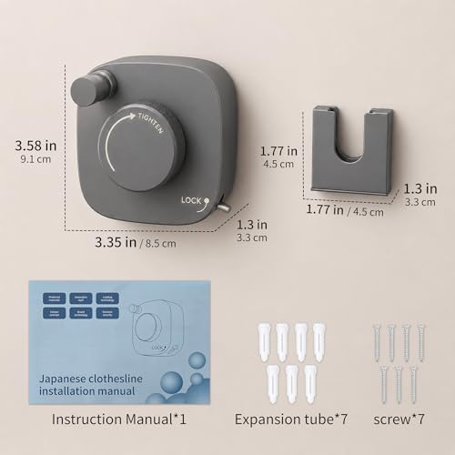 Retractable Clothesline Indoor/Outdoor, Portable Non-Sagging Wall Mounted Clothesline, Heavy Duty Stainless Steel Drying Laundry Line for Bathroom, Balconies, Apartment, Clothes Line - color: Matte Gray