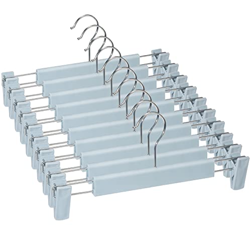 Pants Hangers with Clips, Skirt Hangers, 10 Pack, Light Blue - color: Light Blue, size: 10Pack