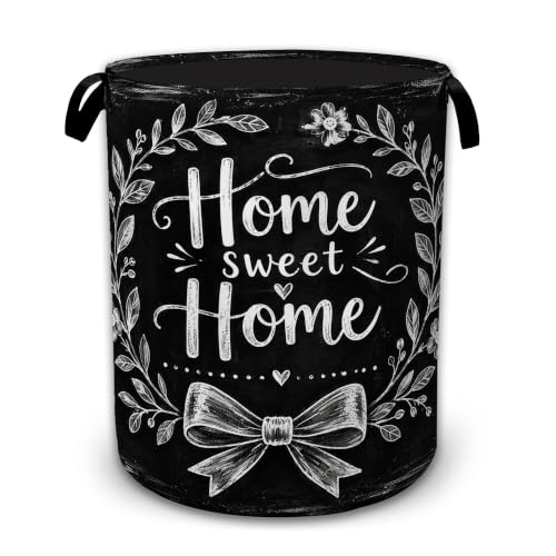 Sweet Home Wreath Large Clothes Hamper, Portable Collapsible Laundry Basket with Handles, Freestanding Storage Bin for Bedroom Bathroom Dorm Laundry Room - color: Sweet Home Wreath