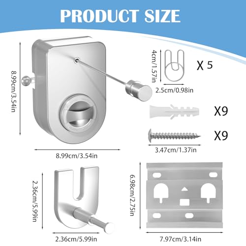 Retractable Clothesline Indoor, Non-Sagging Outdoor Clothes Line Retracting 13.7 Feet Heavy Duty Laundry Line Retractable Wall Mounted Clothes Line Outdoors (White, Rectangle) - color: White, size: Rectangle