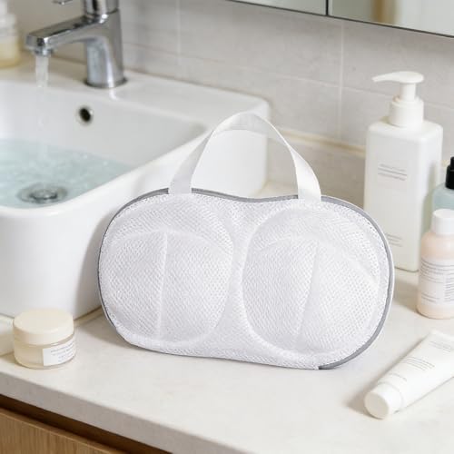 Bra Wash Bag Set, Mesh Laundry Washing Bags with Premium Zipper for Bra, Foldable Mesh Lingerie Underware Wash Bags Protector for Washing Machine - color: Grey