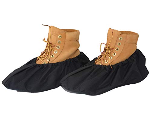 2 Pairs Non Slip waterproof Reusable shoe Covers for contrators and Carpet Floor Protection, Machine Washable.LARGE - color: Black, size: Large