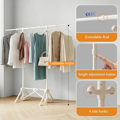 Small Clothes Rack, Foldable Clothing Rack with 3 Adjustable Height