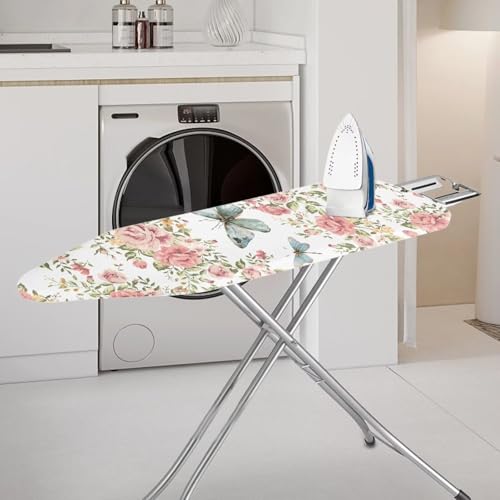 Butterfly Floral Ironing Board Cover Super Soft Ironing Board Covers Heavy Duty Iron Pad Dust Covers Resuable Iron Resistance and Heat Reflection Gifts for Family Friends - color: Butterfly Floral