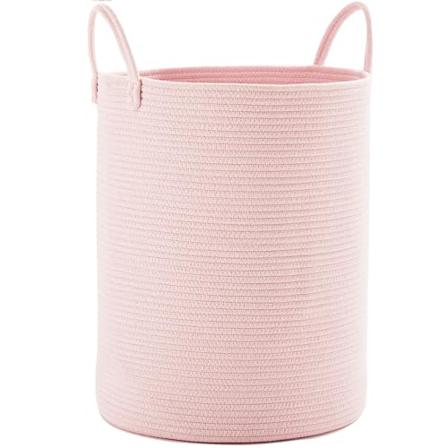 Large Pink Hamper Laundry Basket for Baby Kids 15Dx20H inches - color: Pink, size: Large (60L)