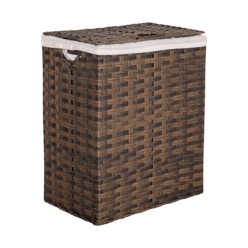 Seville Classics Premium Handwoven Portable Laundry Bin Basket with Carrying Handles, Household Storage for Clothes, Linens, Sheets, Mocha Brown, Rectangular Hamper - color: Mocha Brown, size: Rectangular Hamper (1-Pack)