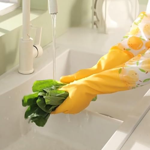Dishwashing Cleaning Gloves, Rubber Kitchen Glove 2 Pairs