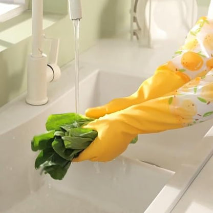 Dishwashing Cleaning Gloves, Rubber Kitchen Glove 2 Pairs