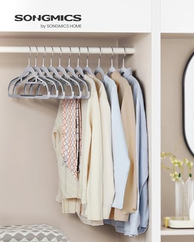 SONGMICS Pack of 50 Coat Hangers, Space-Saving Plastic Clothes Hangers - color: Lightgray + Darkgray, size: 50 Pack