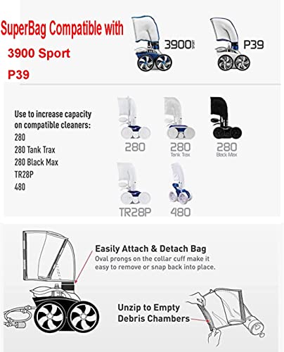ATIE 3900 Pool Cleaner Double Chamber All Purpose SuperBag 39-310 with Hook and Loop Fastener Closure for 3900 Sport and P39 Pool Cleaners SuperBag 39-310 (2 Pack) - style: 2 Pack