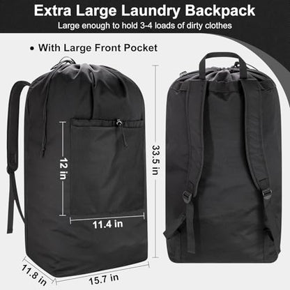 Laundry Bag Backpack, Soft Padded Straps & Drawstring, Black, XX-Large - color: Black, size: XX-Large