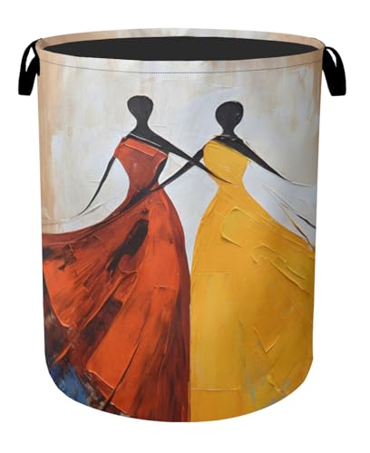 Black Girl Dancing Laundry Basket with Handles - Extra Large Foldable Hamper for Bathroom/Laundry/Bedroom/Dorm, Washable Fabric Storage Bin - color: Black Girl Dancing