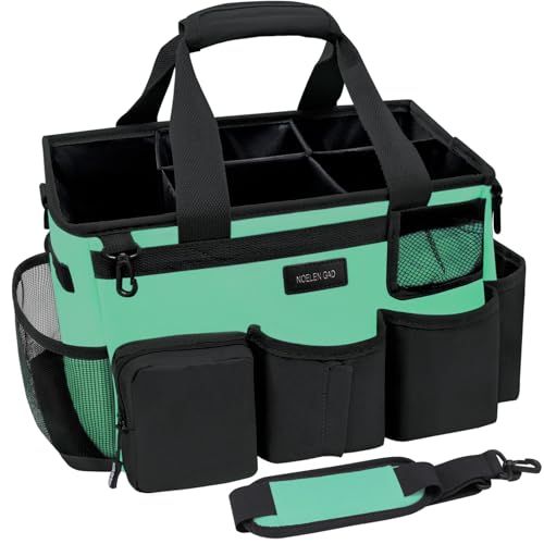 Wearable Cleaning Caddy Bag,Cleaning Supply Tote for Cleaning Supplies, Cleaning Organizer with Adjustable Shoulder and Waist Straps for Cleaners Housekeepers (Lake Green and Black, Large) - color: Black-Lake Green, size: Large