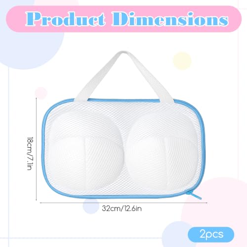 2 Pcs Bra Washing Bags for Laundry, Blue, 32x18cm/12.6x7.1in