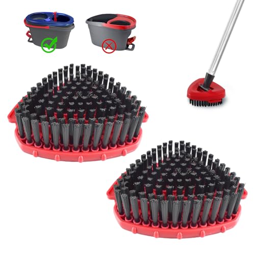 2 Pack Upgrade Scrub Brush for O Ceda Rinseclean 2 Tank,Hard Bristle Scrub Brush Attachment,Scrubber Mop Head for Bathroom Kitchen Wall Tile Floor Cleaning - color: Red