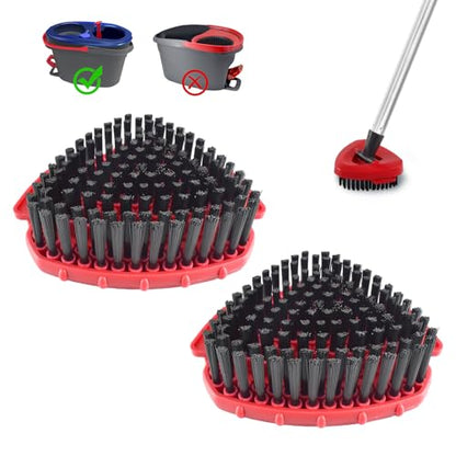 2 Pack Upgrade Scrub Brush for O Ceda Rinseclean 2 Tank,Hard Bristle Scrub Brush Attachment,Scrubber Mop Head for Bathroom Kitchen Wall Tile Floor Cleaning - color: Red