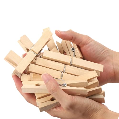 24 PCS Wood Clothespins - 3.55 Inch Clothes Pins Heavy Duty Outdoor