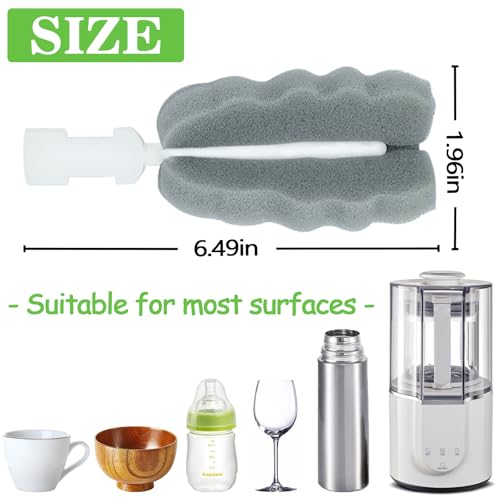 Sponge Bottle Brush Cup Cleaning Brush Long Handle Baby Bottle Cleaning Brushes Detachable Bottle Scrubber for Water Bottles, Glasswares, Mugs (Brush Head 12PCS) - color: Brush Head 12pcs