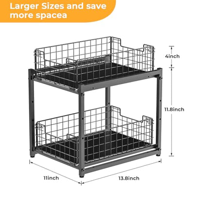 Under Sink Organizer, 2-Tier Pull Out Cabinet Organizer - color: Black