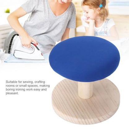 Tabletop Mini Ironing Board, Portable Small Wood Ironing Board with Cotton Cover, 11.02 x 5.91 in, Blue, for Home Sewing Travel(Round Ironing Stool) - style: Round ironing stool