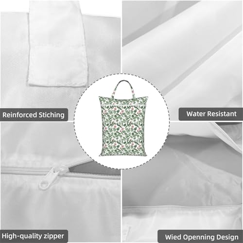 Eucalyptus Leaves Travel Laundry Bag Washable Dirty Clothes Bag for Gym - color: Eucalyptus Leaves