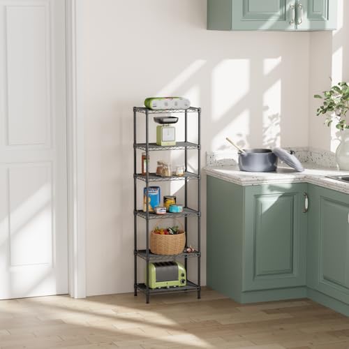 SINGAYE Metal Shelves Wire Shelving Storage Standing Adjustable Shelf Unit - color: Black, size: 6 Tier 10" D x 16" W x 63" H