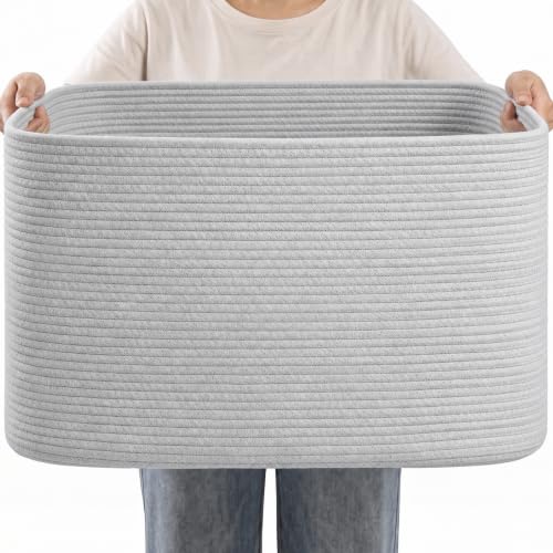 Large Laundry Basket/Hamper, 22"x17"x12", Light Grey Basket - color: Light Grey, size: 75L