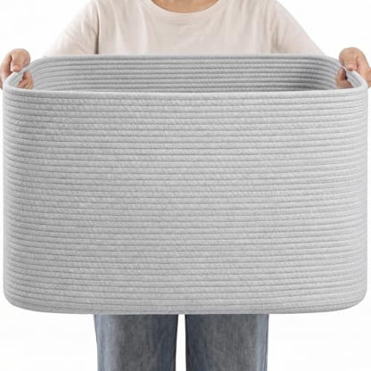 Large Laundry Basket/Hamper, 22"x17"x12", Light Grey Basket - color: Light Grey, size: 75L
