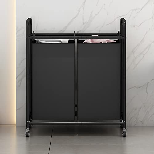 SUOERNUO Laundry Hamper with Lockable Wheels and 2 Removable Bags - color: Black