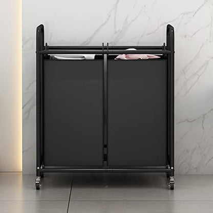 SUOERNUO Laundry Hamper with Lockable Wheels and 2 Removable Bags - color: Black