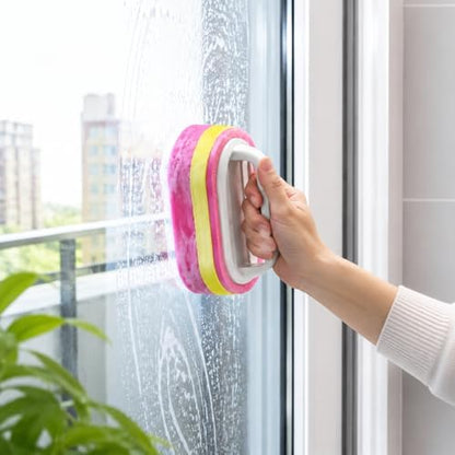 Bath Cleaning Brush, Grip Handle Scrubber for Tile & Sink, Pink - color: Pink