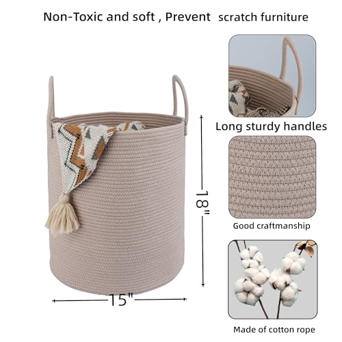 XUANGUO Cotton Rope Laundry Basket Hamper for Clothes, Konjac - color: Konjac, size: Regular