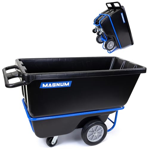 Tilt Truck, 1/2 Cu. Yd. Capacity Dump Cart with Heavy Duty 12” Wheels & 5” Casters & Forklift-able Frame for Jobsites, 850 lbs, Trash Cart with Wheels DUC12T-F-02PK (2-Pack) - size: Heavy-Duty Wheels, style: Forklift Frame