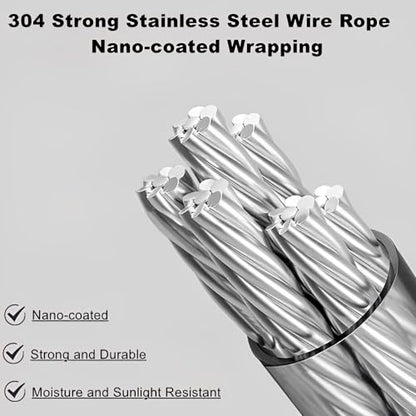 13.8ft(4.2M) Retractable Clothesline, Non-sag Clothesline, Indoor & Outdoor Heavy Duty Retractable Clothesline, Wall Mounted Stainless Steel Washing Line (Gray)