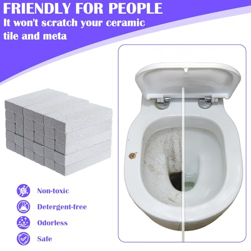 50 Pack Pumice Stone for Cleaning - Bulk Pumice Stone Toilet Bowl Cleaner, Natural Scouring Pads for Hard Water Stains, Rust & Grime Removal on Porcelain, Tile, Grill & Pool Surfaces