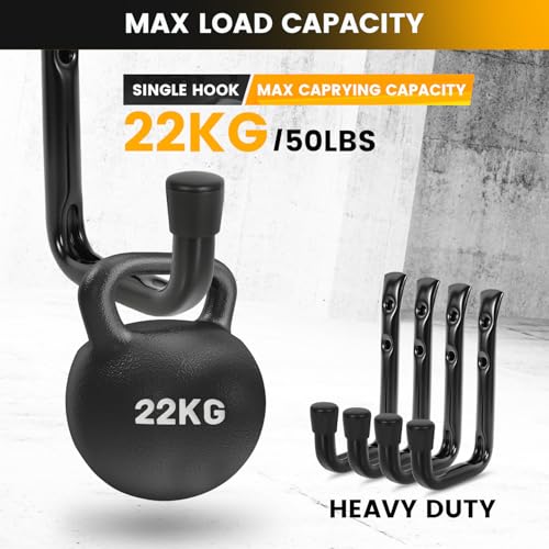 GURADESIGN 8-Pack Heavy Duty Garage Hook for Hanging 50 lbs, J Utility Hooks for Garage, Metal Wall Hooks Heavy Duty, Garage Hook for Hanging, Black