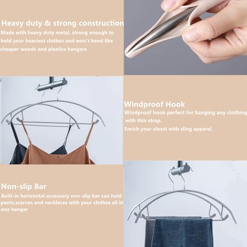 16.5 Inch Pack of 20 No Shoulder Bumps Non-Slip Rubber Coating Contour Metal Hangers, Sweater Hanger, Suit Hanger with Pants Bar (Silver) - color: Silver, size: Pack of 20