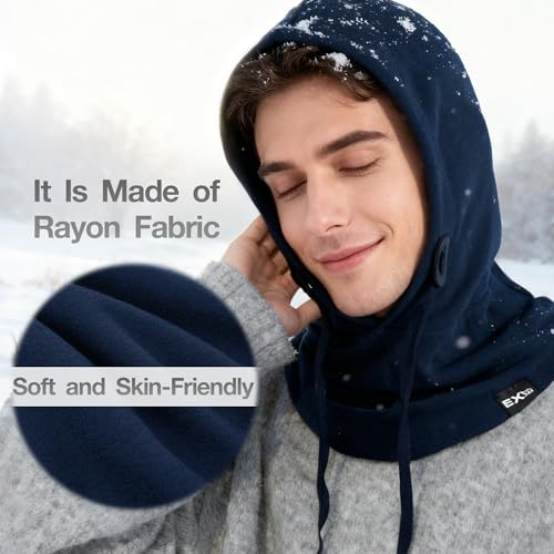 Balaclava Ski Mask, 4-in-1 Warm Adjustable Neck Gaiter for Men Women - color: Dark Blue+heather Grey