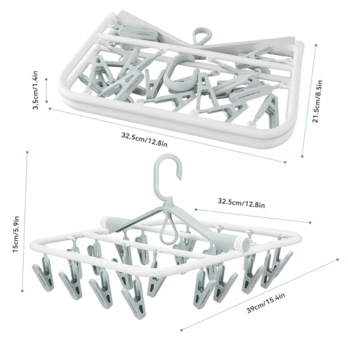 Plastic PP Drying Hanger, Anti-Rusty Drying Rack for Clothes, Socks, Lingeries, Delicates, Drying Hanger with 20 Clips for Baby Clothes, Towels - style: 20 Clips