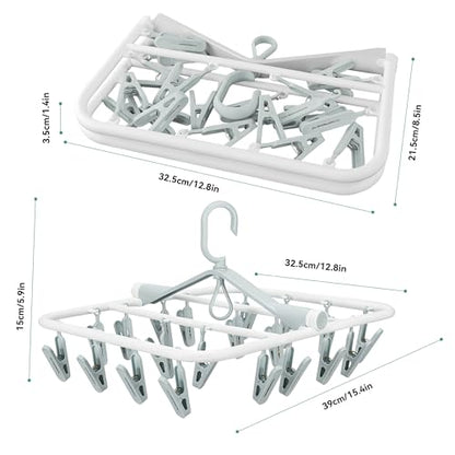 Plastic PP Drying Hanger, Anti-Rusty Drying Rack for Clothes, Socks, Lingeries, Delicates, Drying Hanger with 20 Clips for Baby Clothes, Towels - style: 20 Clips