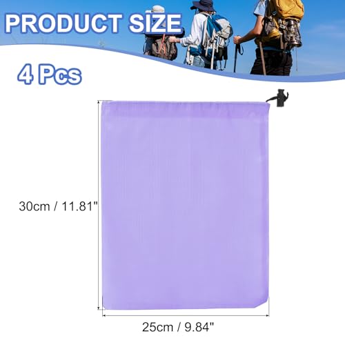 Drawstring Bag with Toggle, Stuff Sack String Waterproof Travel Storage Bags Cinch Stuff Pouch Fitting for (Gym/Traveling/Hiking/Yoga/Office/Shoes) 12 x 10 & 4 Pack & Light Purple - color: Light Purple, size: 12 x 10"