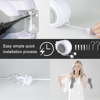 Retractable Clothesline 2x49 ft, Heavy Duty Wall Mount Dual Laundry Drying Rope