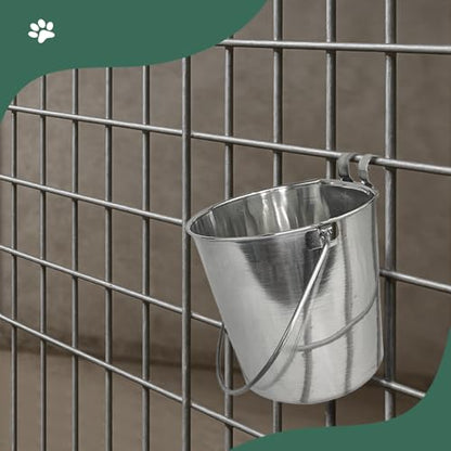Advance Pet Products 4 Quart Stainless Steel Bucket with Dual Hook | Perfectly Fits on Kennels, Cages and Critter Crates | Heavy Duty Bucket for Pets Cleaning & Food Prep - Flat Sided Pail - size: 4 Quart - Hooked