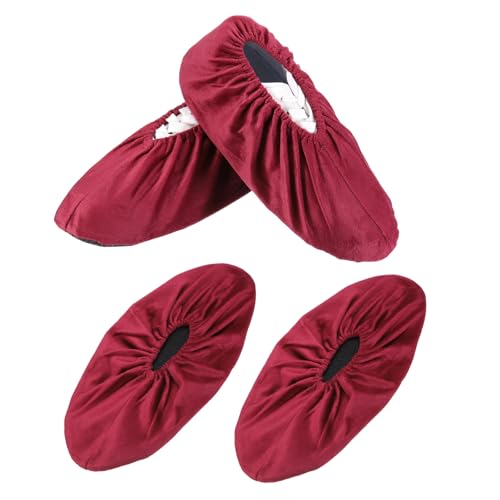 PATIKIL Reusable Shoe Covers, Non-Slip Shoe Protectors Covers Polyester Washable Foot Boot Covering - color: Wine Red, size: 13 inch