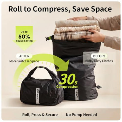 Travel Compression Laundry Bag for Dirty Clothes, 24L 1Pack
