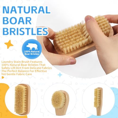 DEBETOOL 3-Piece Laundry Brush for Stains on Clothes, Gentle Boar Bristl